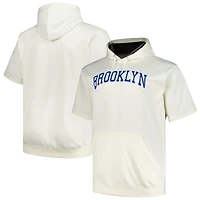 Sweat à capuche manches courtes contrastées Brooklyn Dodgers, grande taille, collection Cooperstown, couleur avoine, pour homme