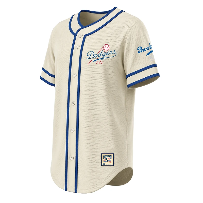 Men's Stitches Natural Los Angeles Dodgers Throwback Fashion Jersey