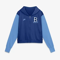 Sweat à capuche court zippé Nike pour femme, bleu royal/bleu clair, Brooklyn Dodgers, collection Cooperstown