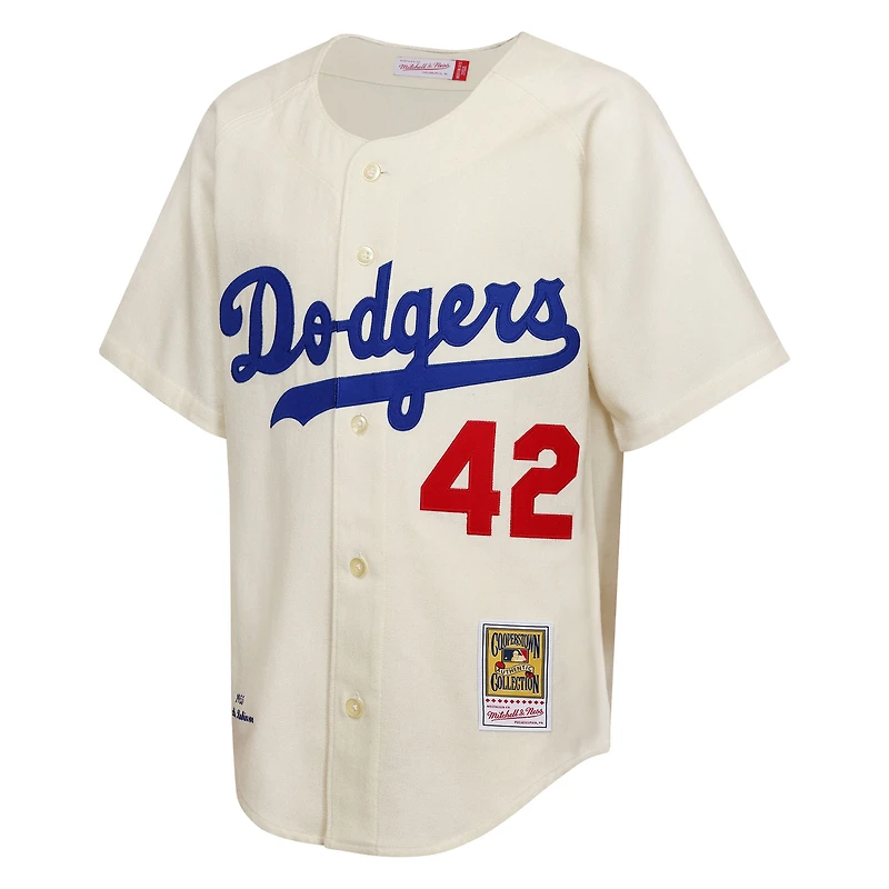 Youth Mitchell & Ness Jackie Robinson Cream Brooklyn Dodgers 1955 Authentic Jersey