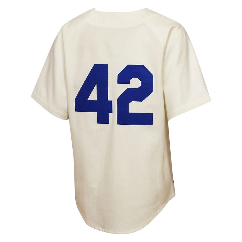 Youth Mitchell & Ness Jackie Robinson Cream Brooklyn Dodgers 1955 Authentic Jersey
