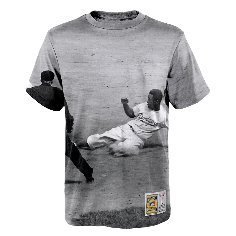 Mitchell & Ness Jackie Robinson Blanc Brooklyn Dodgers T-shirt de joueur sublimé pour jeune