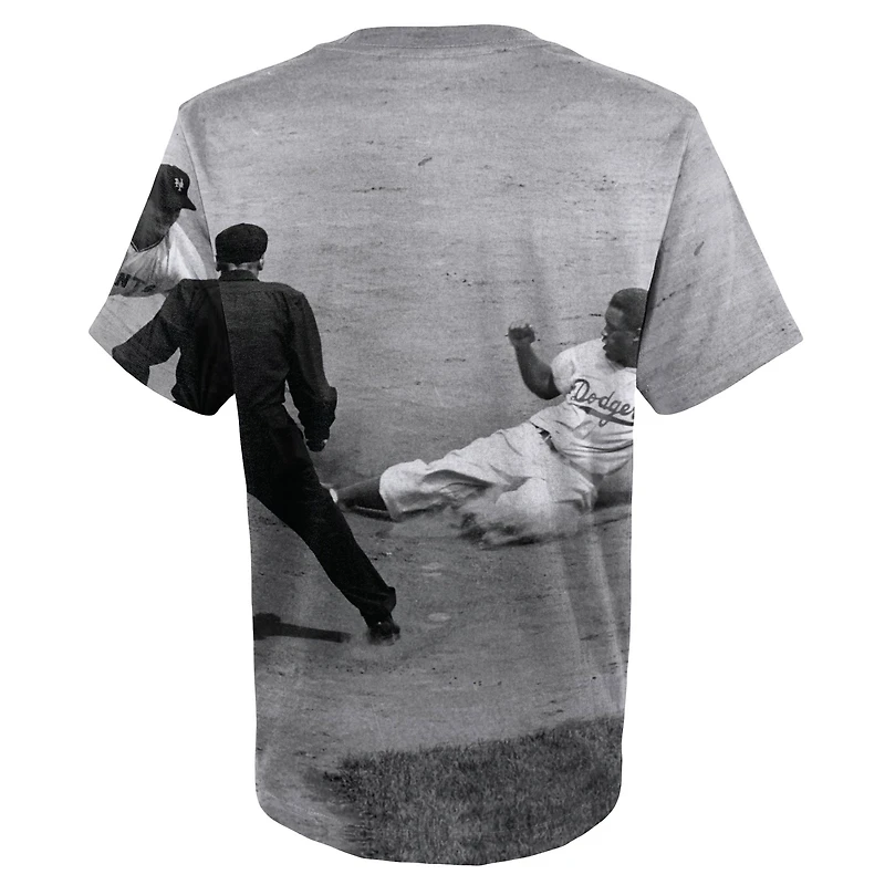 Mitchell & Ness Jackie Robinson Blanc Brooklyn Dodgers T-shirt de joueur sublimé pour jeune
