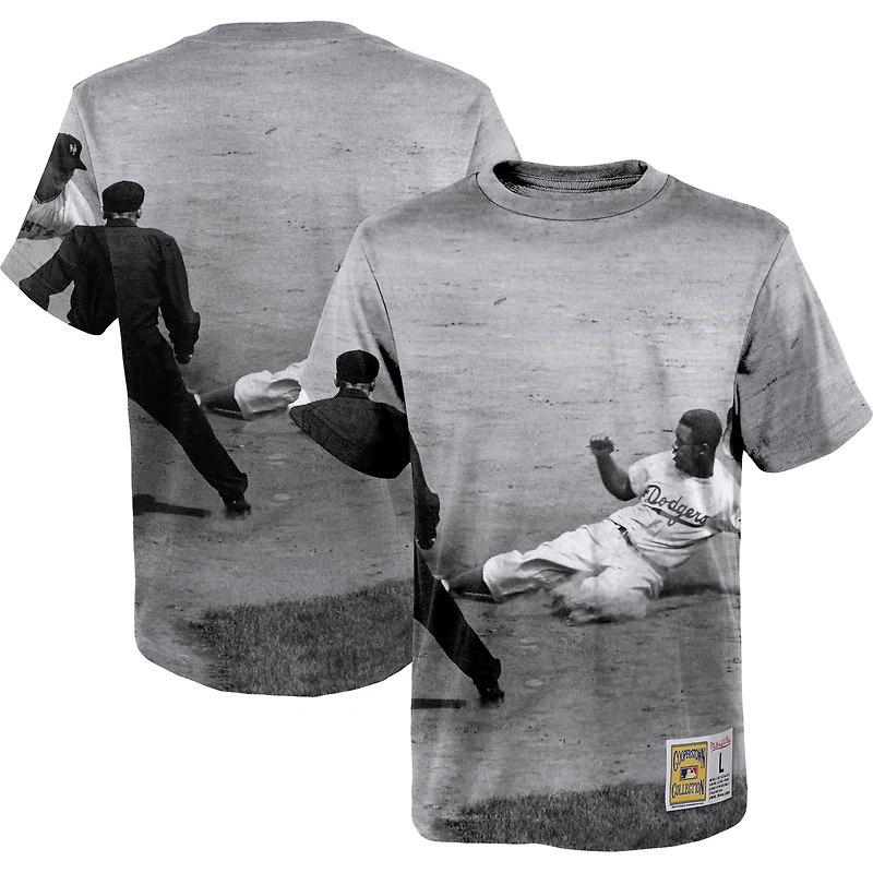 Mitchell & Ness Jackie Robinson Blanc Brooklyn Dodgers T-shirt de joueur sublimé pour jeune