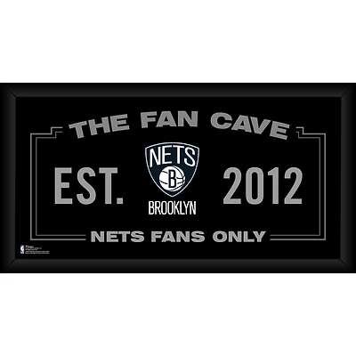 Brooklyn Nets Framed 10" x 20" Fan Cave Collage
