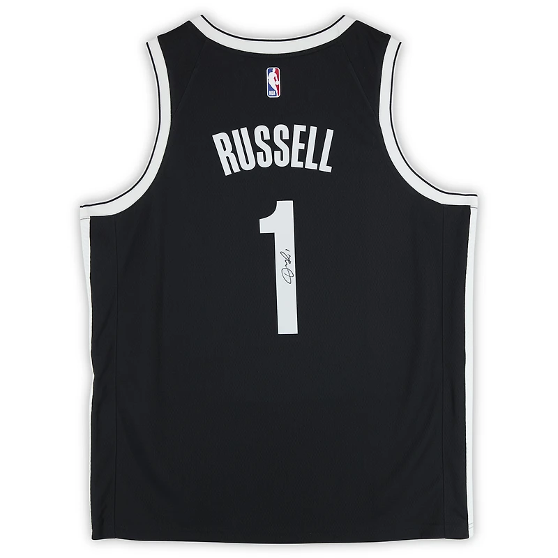 Maillot Swingman Nike Icon Edition noir dédicacé par D'Angelo Russell des Brooklyn Nets