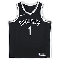 Maillot Swingman Nike Icon Edition noir dédicacé par D'Angelo Russell des Brooklyn Nets