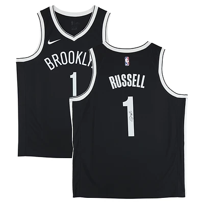 Maillot Swingman Nike Icon Edition noir dédicacé par D'Angelo Russell des Brooklyn Nets