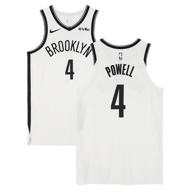 Maillot blanc Nike porté par Drake Powell (Brooklyn Nets) lors du match n°4 contre les Boston Celtics le 21 novembre 2025 - Taille 48+4