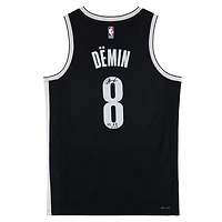 Maillot Nike Icon Swingman noir autographié par Egor Dëmin des Brooklyn Nets avec inscription « 25 #8 Pick »