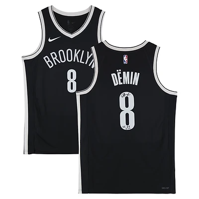 Egor Dëmin Brooklyn Nets Autographed Black Nike Icon Swingman Jersey with "25 #8 Pick" Inscription
