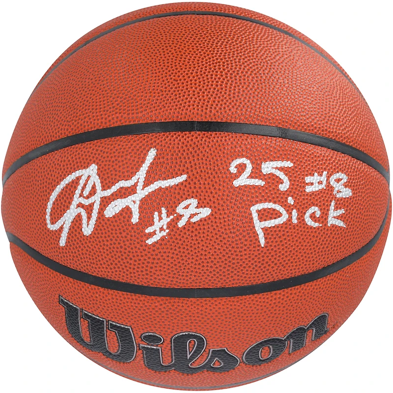 Ballon de basket-ball d'intérieur/extérieur Wilson Authentic Series autographié par Egor Dëmin des Brooklyn Nets avec inscription « 25 #8 Pick »