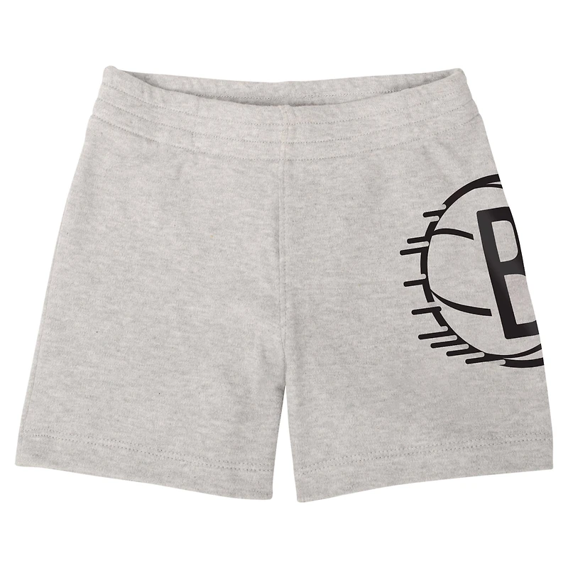 Ensemble body, t-shirt à capuche et short Brooklyn Nets Bank Shot pour bébé, noir/blanc/gris
