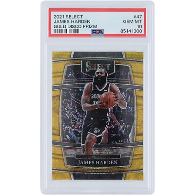 James Harden Brooklyn Nets 2021 Panini Select Gold Disco #47 #3/10 PSA Carte 10 authentifiée