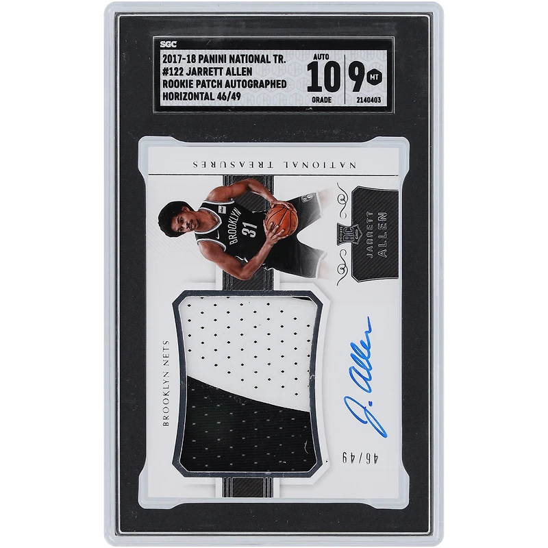 Carte Rookie 9/10 authentifiée Panini National Treasures horizontale RPA #122 #46/49 SGC autographiée par Jarrett Allen Brooklyn Nets 2017-18
