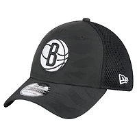 Casquette 39THIRTY Flex noire à motif camouflage subtil des Brooklyn Nets de New Era pour homme