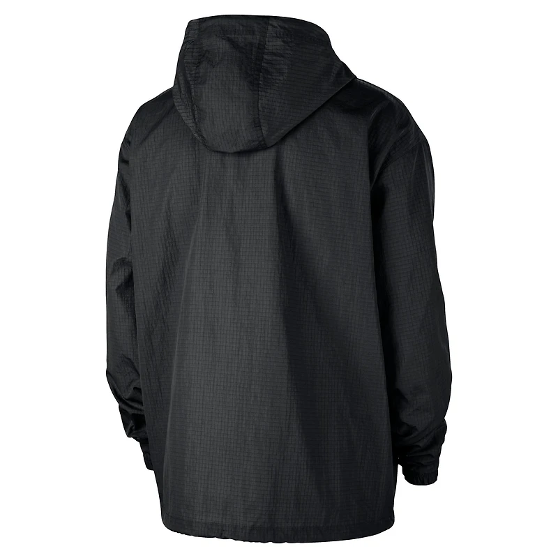 Veste à capuche Nike noire Brooklyn Nets Courtside Premium Club Anorak quart de zip pour homme