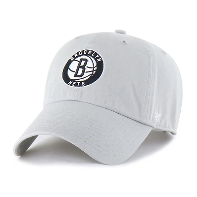 Men's '47 Gray Brooklyn Nets Core Logo Clean Up Adjustable Hat