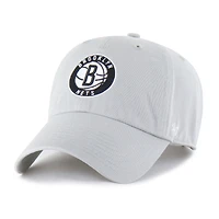 Men's '47 Gray Brooklyn Nets Core Logo Clean Up Adjustable Hat