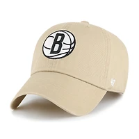 Men's '47  Khaki Brooklyn Nets Logo Clean Up Adjustable Hat
