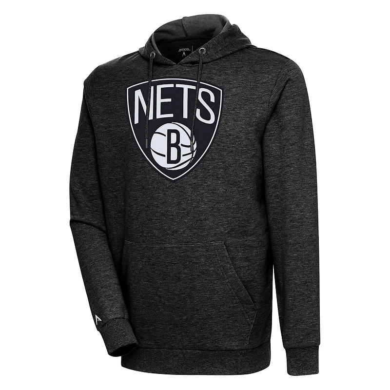 Sweat à capuche antigua noir chiné pour homme des Brooklyn Nets