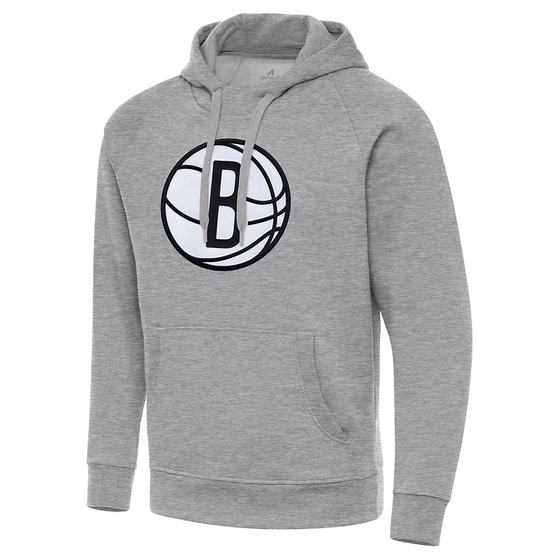 Sweat à capuche raglan antigua chiné gris pour homme, coupe grande et taille, des Brooklyn Nets