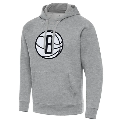 Sweat à capuche raglan antigua chiné gris pour homme, coupe grande et taille, des Brooklyn Nets
