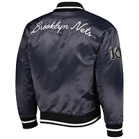 Men's AUTHMADE Charcoal Brooklyn Nets 10th Anniversary Satin Full-Snap Baseball Jacket