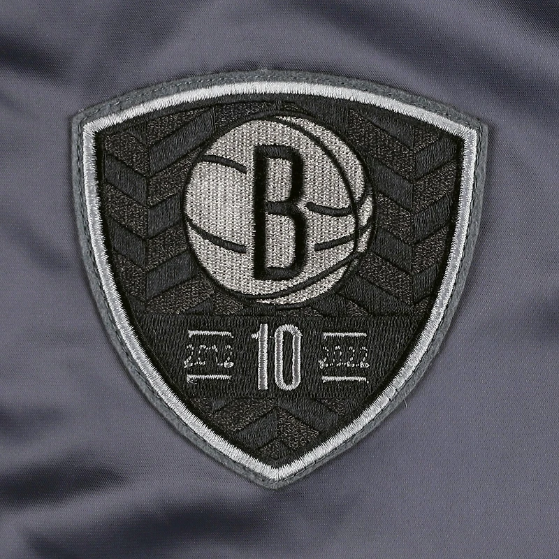 Men's AUTHMADE Charcoal Brooklyn Nets 10th Anniversary Satin Full-Snap Baseball Jacket