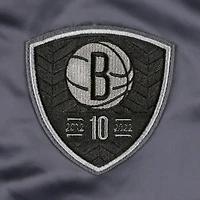 Men's AUTHMADE Charcoal Brooklyn Nets 10th Anniversary Satin Full-Snap Baseball Jacket