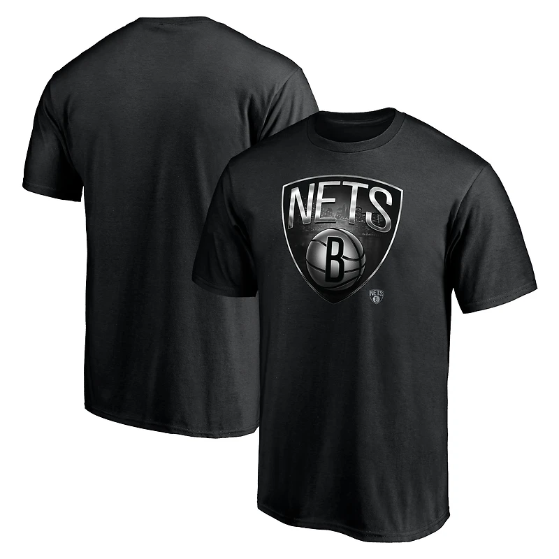 T-shirt noir pour homme avec mascotte des Brooklyn Nets de minuit