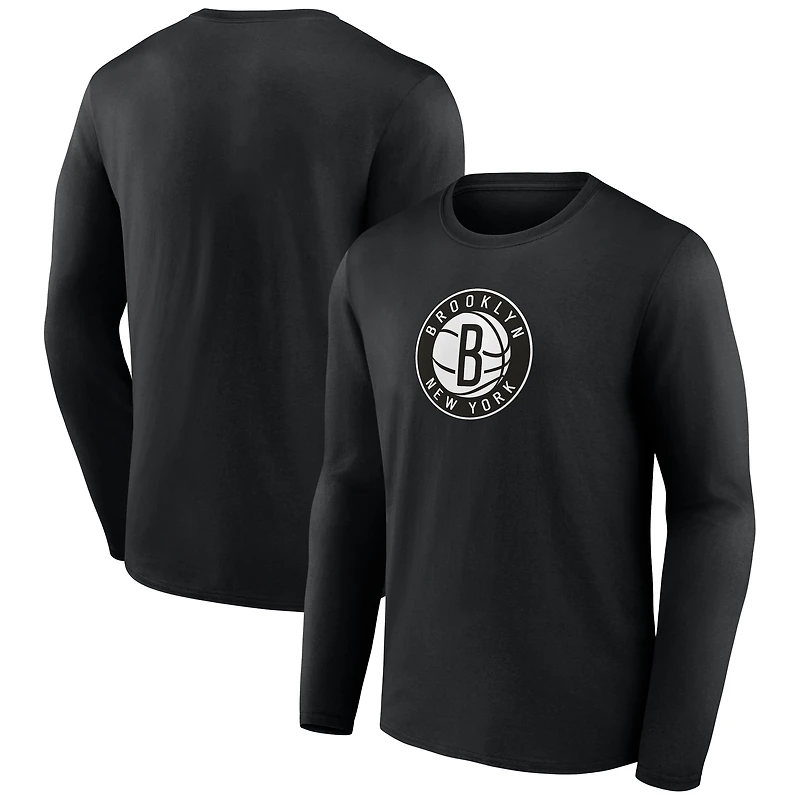 Men's Black Brooklyn Nets Primary Logo Long Sleeve T-Shirt