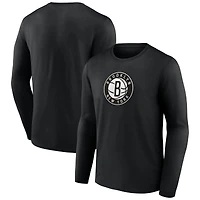 Men's  Black Brooklyn Nets Primary Logo Long Sleeve T-Shirt