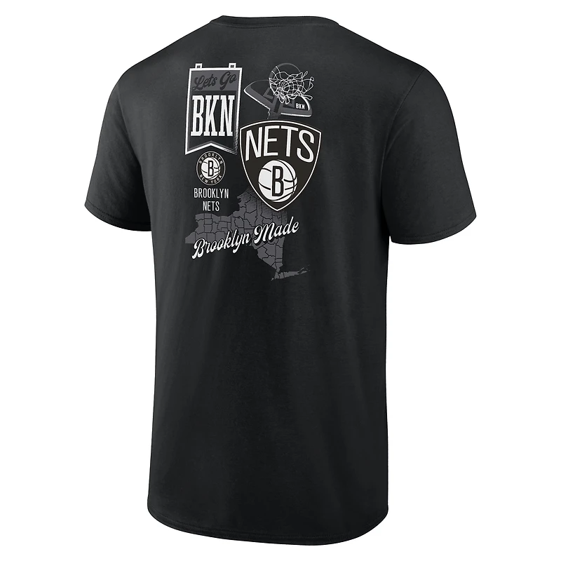 T-shirt noir Split Zone des Brooklyn Nets pour homme