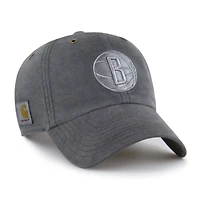 Men's Carhartt x '47  Charcoal Brooklyn Nets Clean Up Adjustable Hat