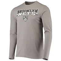 Men's Concepts Sport Black/Gray Brooklyn Nets Long Sleeve Top & Pants Sleep Set