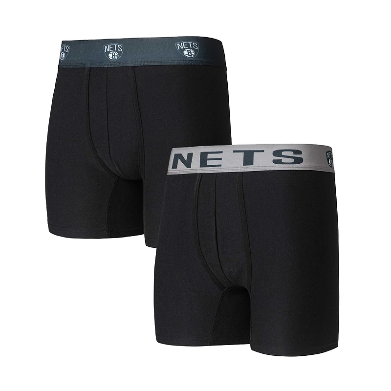 Lot de 2 boxers pour hommes Concepts Sport Brooklyn Nets Breakthrough noirs