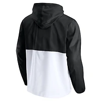 Men's Fanatics Black/White Brooklyn Nets Anorak Block Party Windbreaker Half-Zip Hoodie Jacket