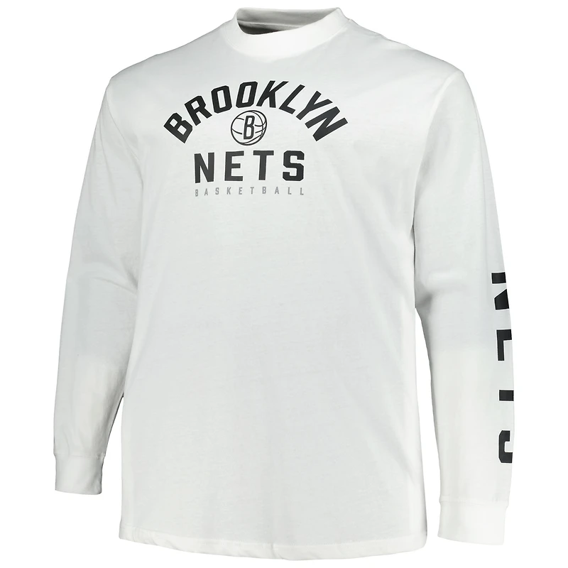 Men's Fanatics Black/White Brooklyn Nets Big & Tall Short Sleeve Long T-Shirt Set