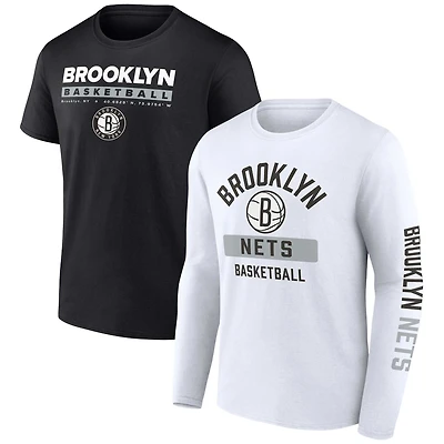 Fanatics pour hommes, noir/blanc, Brooklyn Nets, ensemble de deux Just Net Combo