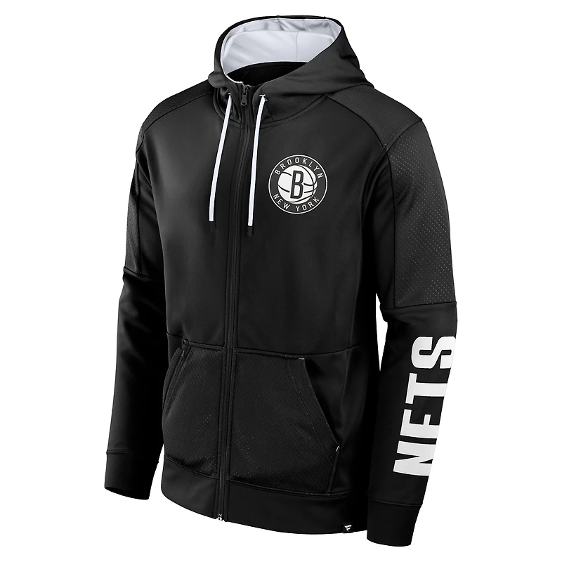 Men's Fanatics  Black Brooklyn Nets Baller Defender Performance Full-Zip Hoodie