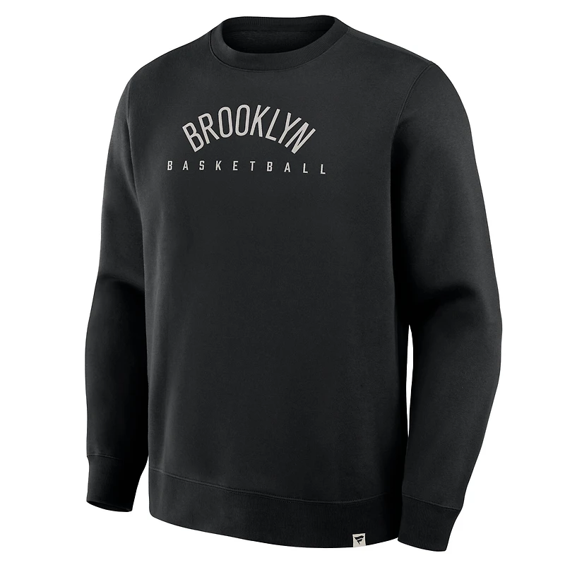Men's Fanatics Black Brooklyn Nets Crossover Collection Defensive Rotation Drill Premium Pullover Sweatshirt
