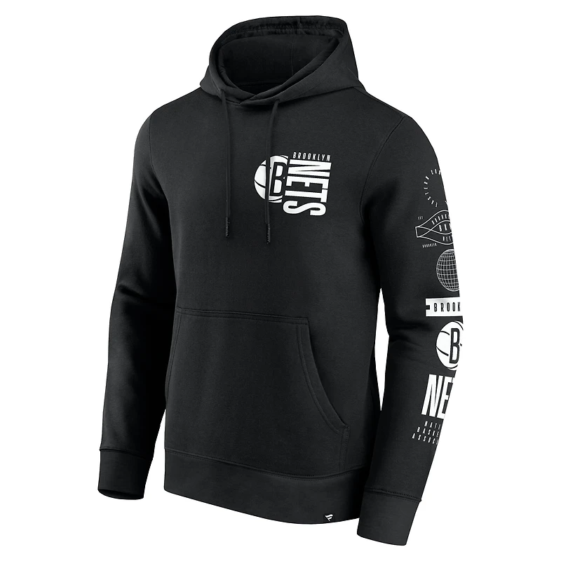 Sweat à capuche croisé Game Time pour homme Fanatics Black Brooklyn Nets