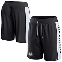 Short en maille emblématique noir Brooklyn Nets Fanatics pour hommes
