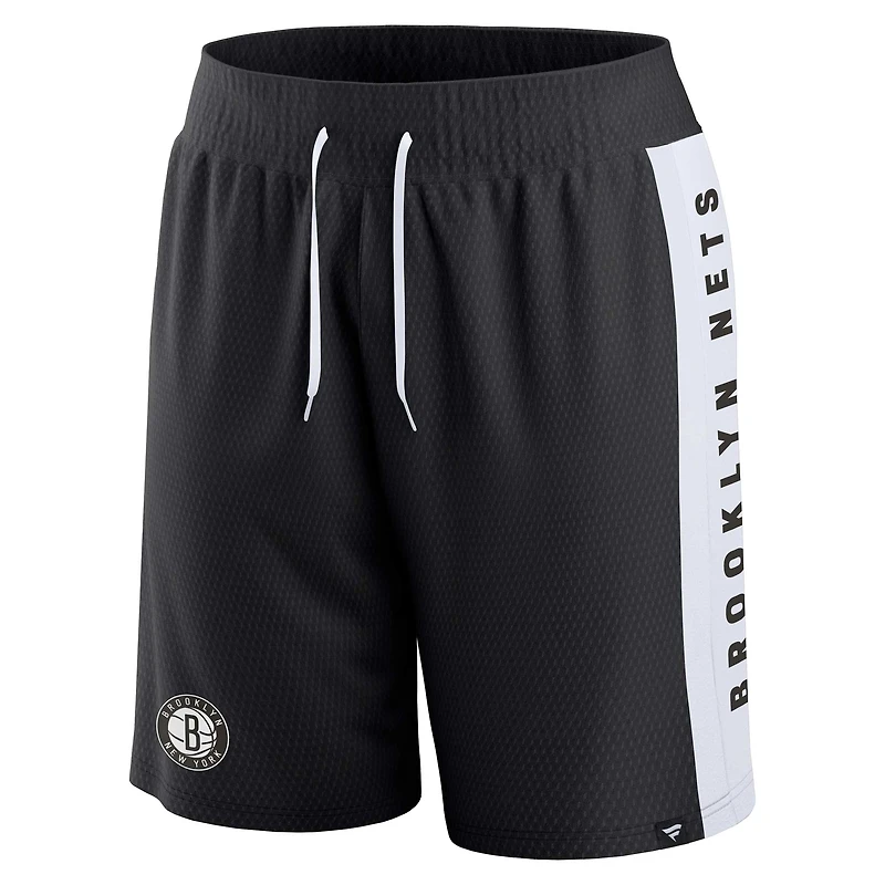 Short en maille emblématique noir Brooklyn Nets Fanatics pour hommes