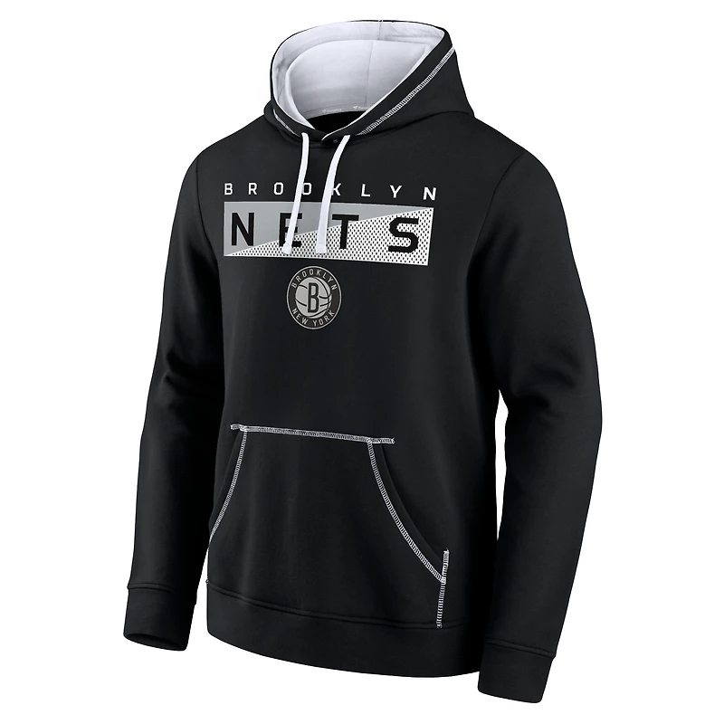 Fanatics pour hommes noirs Brooklyn Nets Split the Crowd - Sweat à capuche