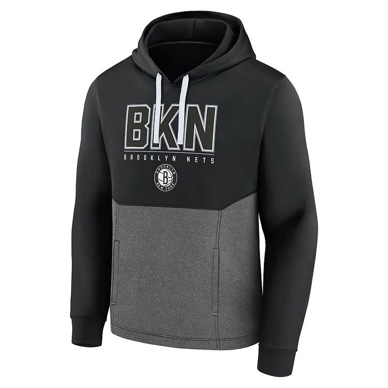 Sweat à capuche tri-mélange réussi Brooklyn Nets Fanatics pour hommes noir