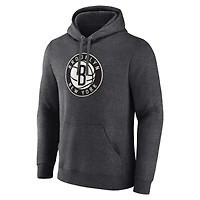 Sweat à capuche avec logo principal Fanatics Heather Charcoal Brooklyn Nets pour hommes