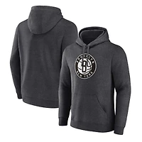 Men's Fanatics  Heather Gray Brooklyn Nets Primary Logo Pullover Hoodie