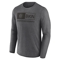T-shirt de jeu à trois points Fanatics Heather Charcoal Brooklyn Nets pour hommes